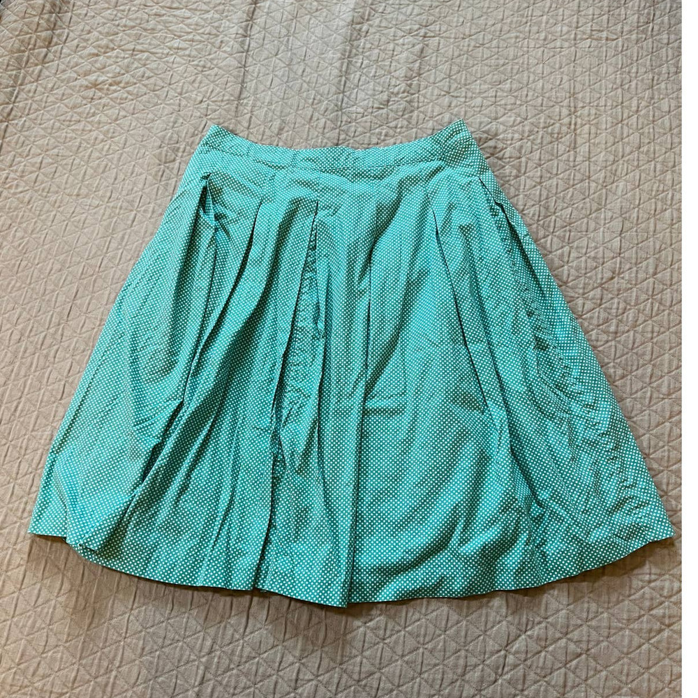5/ $25 𝅺Talbots Blue A-line skirt white polka dots 2P
